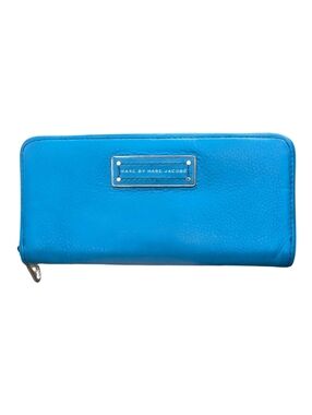 Marc by Marc Jacobs Blue Pebbled Leather Zip Around Wallet Women’s